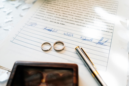 Wedding rings on contract with calculator